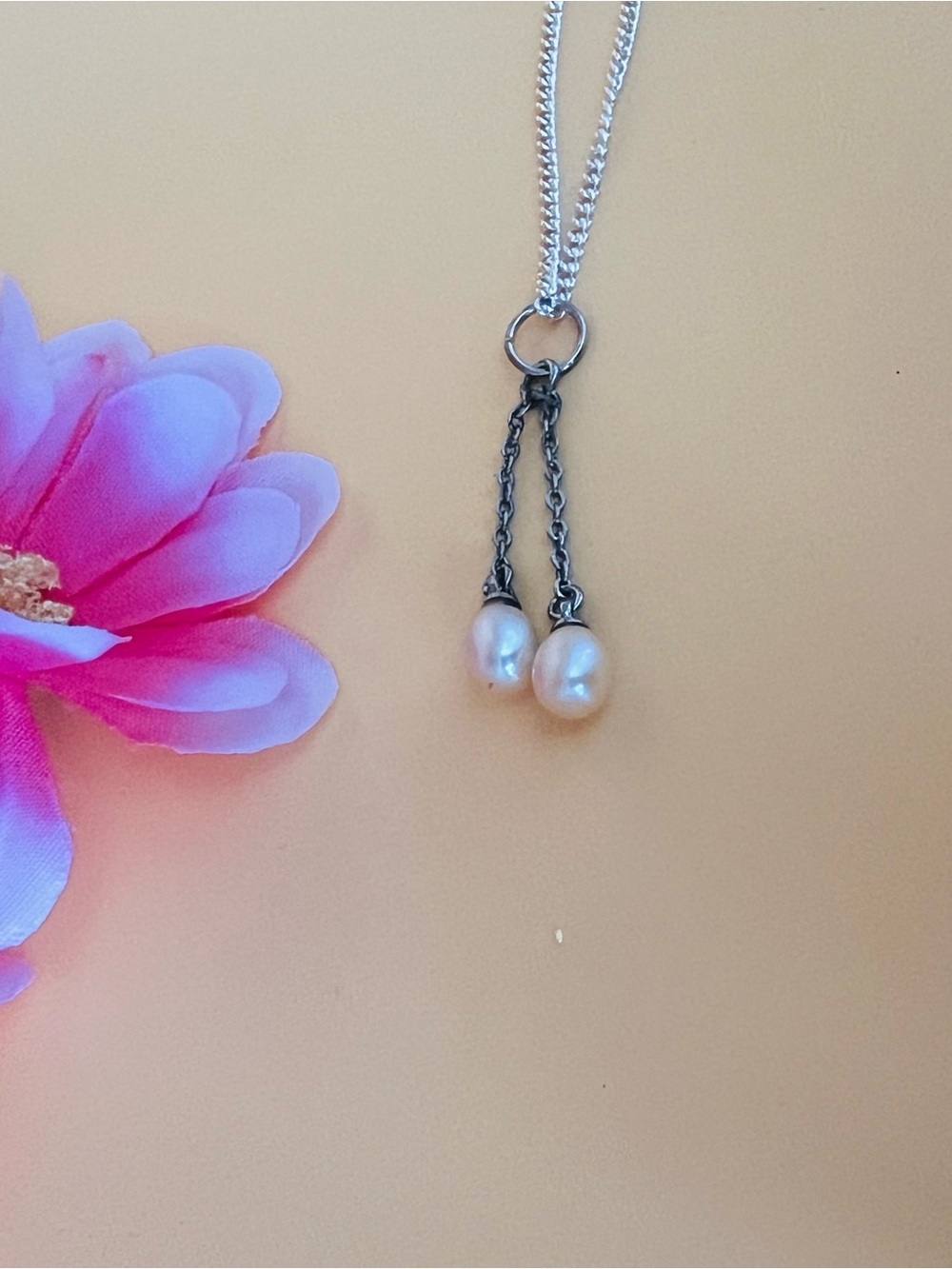 Classic silver plated Freshwater Pearl Drop Necklace